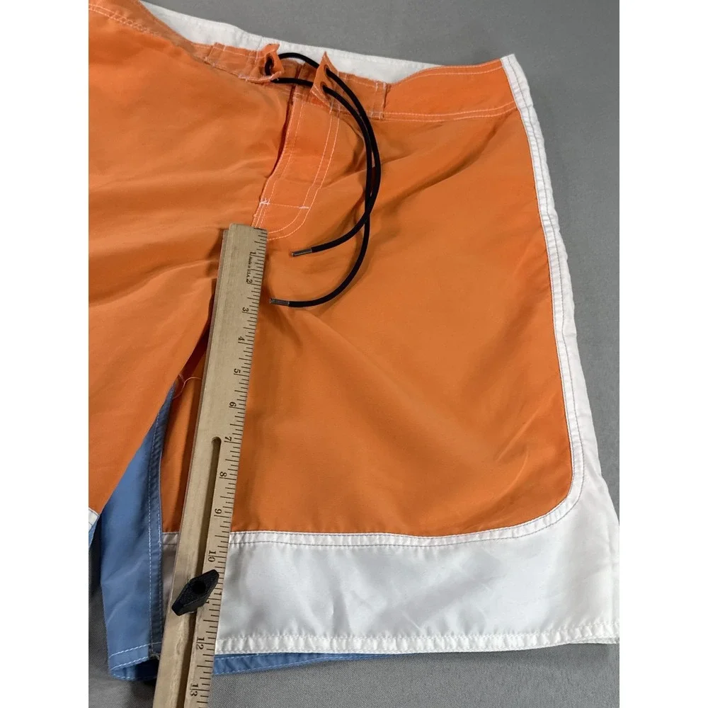 Tommy Hilfiger Colorblock Swim Trunks M Orange/White/Blue 100% Polyester